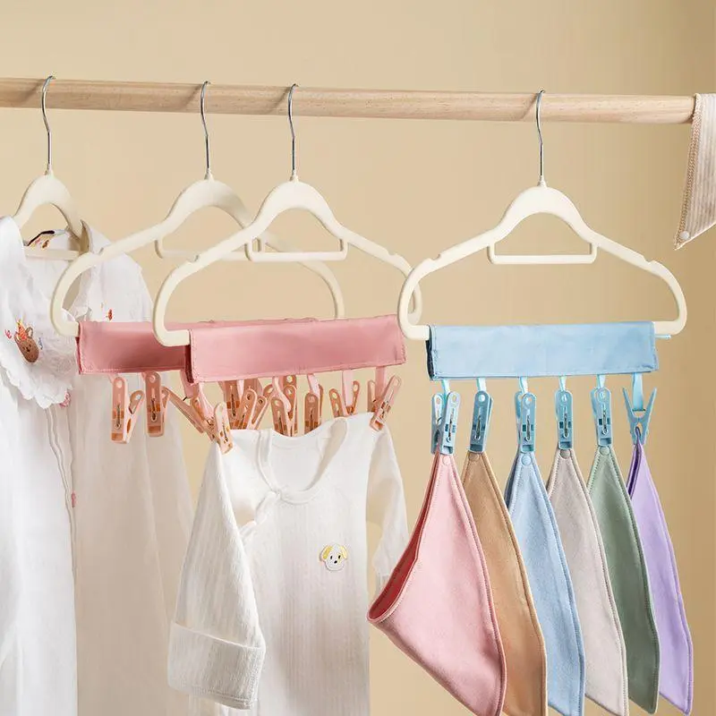 2Pcs(Watermelon Red + Blue) Portable Travel Laundry Drying Clothespins Clips for Drip-dry and Airing-out, Turn the Hanger into a Clothesline