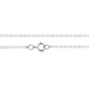 Sterling Silver Flat Cable Chain 1.9x1.4mm 16" with Spring Ring Clasp - 1pc