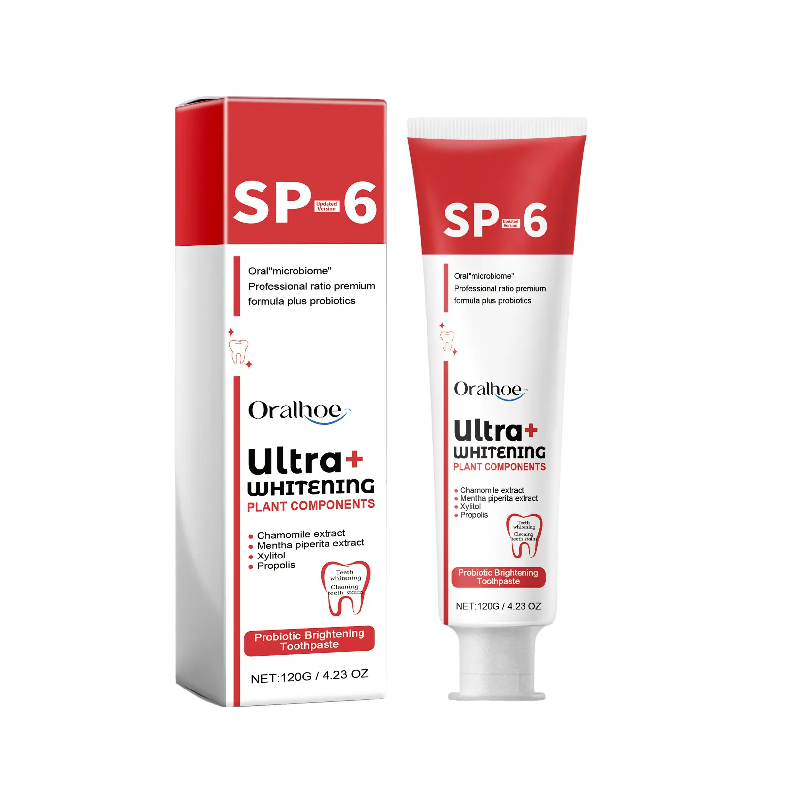 Oralhoe SP-6 toothpaste, professional oral care, fresh breath,Probiotic Brightening Toothpaste，The perfect holiday toothpaste,120g(4.23 oz) Whitening