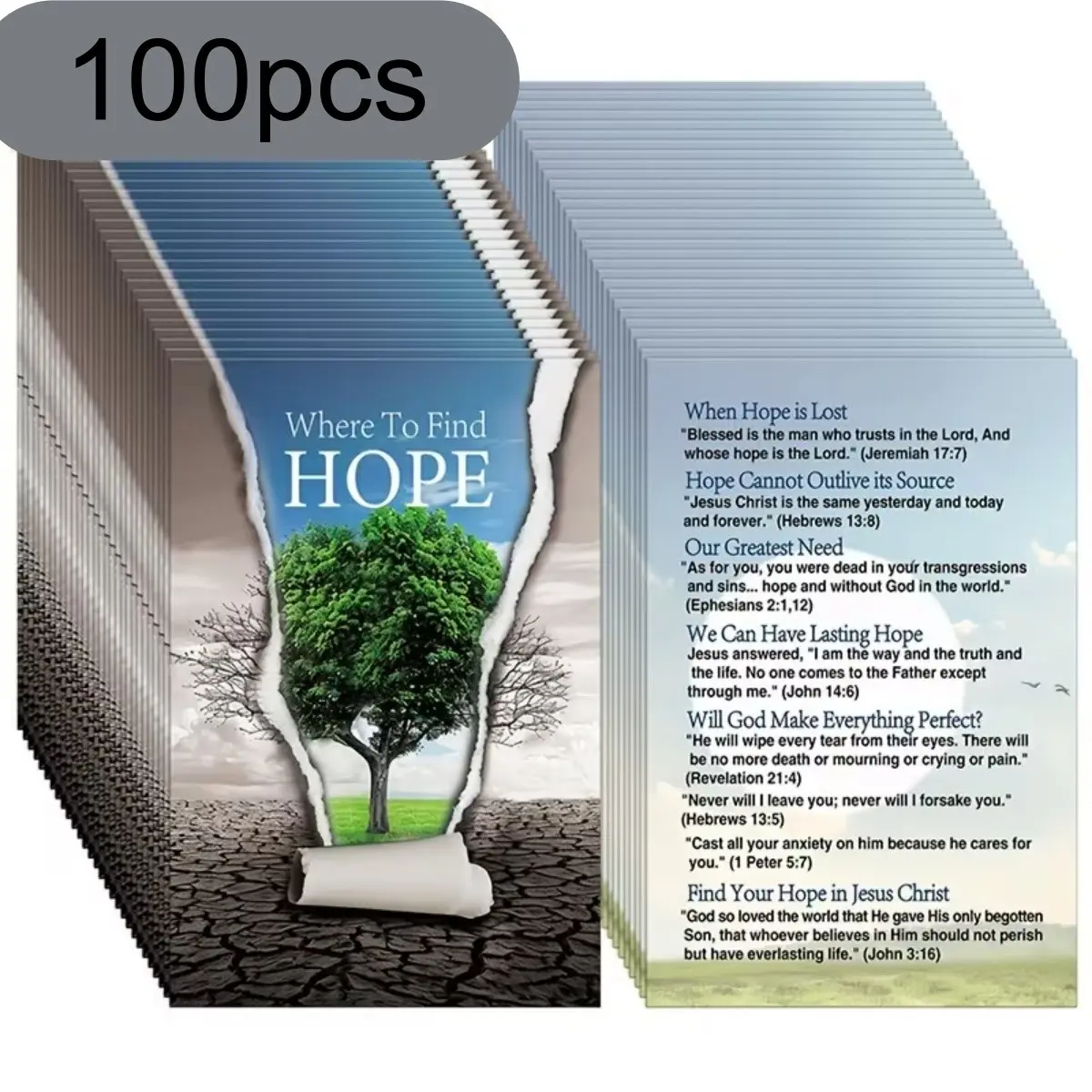 100 Gospel Tracts, Salvation Cards, Pocket-Sized Prayer Postcards, Quote Cards, Christian Inspirational Bible Verses, Christian Gift Bookmarks，The Perfect Choice for Religious Festivals，Ideal for Parents and Friends