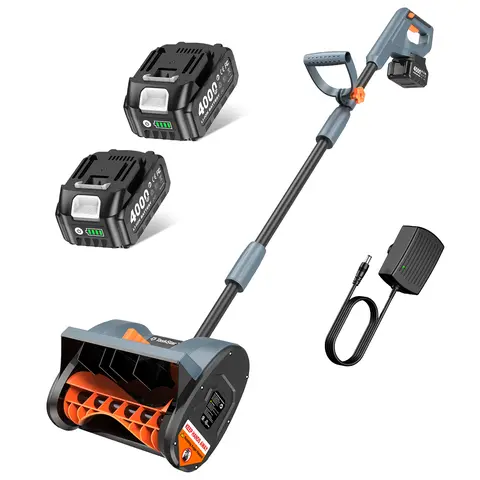 TaskStar Cordless Snow Blower - 40V 16" & 21V 12" Width Options, 2x4.0Ah Batteries, 16.5Ft Long Throw, 60° Angle Adjustment Handle, 6" Cleaning Depth, 10 lbs Lightweight & Convenient Electric Shovel for Sidewalk, Pavement Surfaces