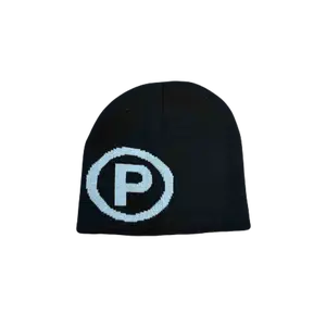 Puppet Corp Beanie in Black and Eggshell Blue
