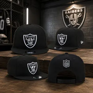 2026 New Era Las Vegas Raiders 9FIFTY Snapback Cap Black NFL Adjustable Flat Brim Hat Premium Football Streetwear for Men Women