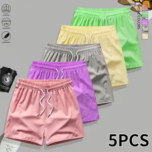 Set of 5 women’s casual shorts featuring an elastic waistband with drawstring; comfortable material suitable for everyday wear and yoga; women’s shorts, summer womenswear.