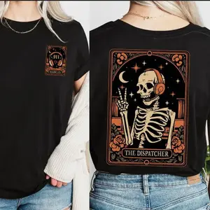 911 Dispatcher Shirt, Skeleton Dispatcher Tee, Emergency Dispatcher Gift, Dispatch Halloween Shirt