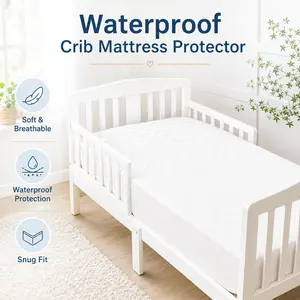 2 pieces waterproof quilted crib mattress protective cover, soft, breathable, machine washable mattress cover