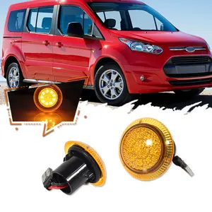 2pcs Amber Yellow LED Side Marker Lights For Ford Transit Connect 2010-2021 Front Bumper Signal Lamps, Replace OEM 9T1Z13K376