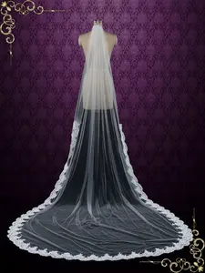 Chapel Length Wedding Veil with Lace Starting from midway VG1012