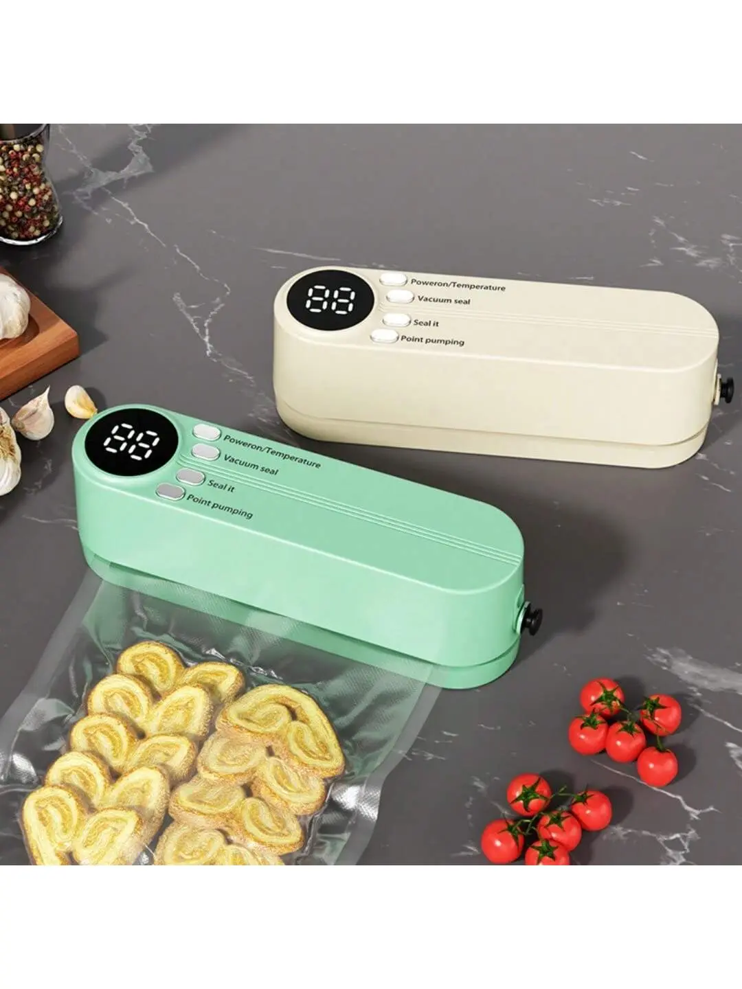 1pc Multi-Functional Automatic Food Sealer, Cordless Rechargeable Vacuum Sealer，Efficient Dual - Color Vacuum Sealers with Digital Display，Snack Bag Sealing, External Suction & Inflation,  Multiple Functions for Food Preservation, Keep Food Fresh Longer