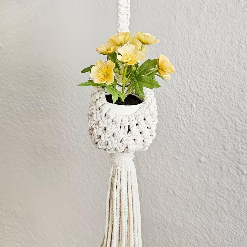 A Complete Beginner'S Knitting Kit for Making a Flower Pot Net Bag, Featuring a Knitting Set with Step-By-Step Instructions. It'S Ideal for Home Decor And Makes a Perfect Holiday Gift for Family