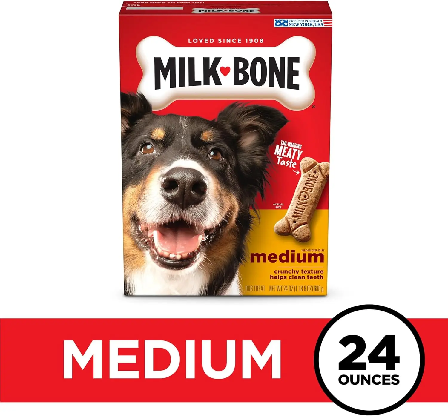 Milk-Bone Original Dog Treats Biscuits for Medium Dogs, 24 oz – Crunchy Dog Snacks, 15% Protein, Vitamins & Minerals, Dental Care