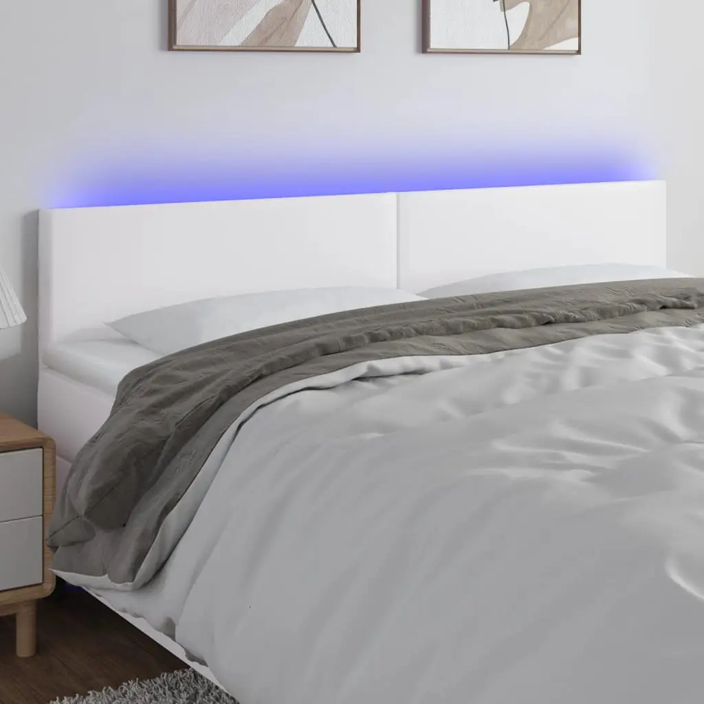 LED Headboard White 70.9"x2"x30.7"/34.6" Faux Leather