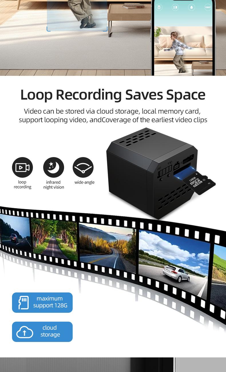 1080P Mini Magnetic WiFi Security Camera, Night Vision & Motion Detection, Remote Monitoring, Loop Recording, SD Card Support