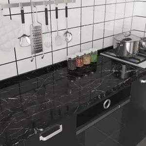 Textured Imitation Marble Wallpaper, Waterproof & Oil Resistant Wall Sticker, Self-adhesive Wallpaper for Kitchen Stove, Cabinet Countertop, Dining Table Surface