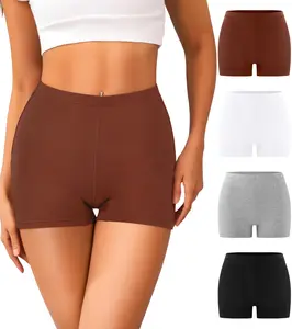 Women's 4-Pack High Waisted Cotton Boxer Brief Panty Shorts - Soft, Breathable, Anti-Chafing, Full Coverage, Minimalist, Perfect Fit (S-XL) for Dress & Skirt Pairing