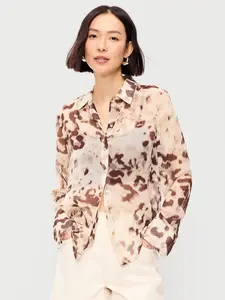 Old Navy Women's Chiffon Sheer Button-Down Shirt