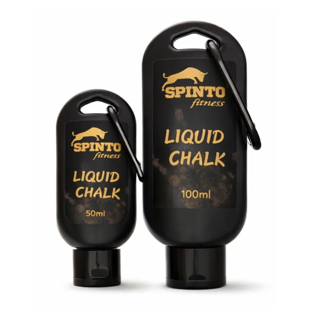 SPINTO FITNESS Liquid Chalk, Quick-Dry Magnesium Carbonate Formula for Enhanced Grip, Mess-Free for Weightlifting, Training & Gymnastics, Portable 50ml/100ml Bottle with Carabiner