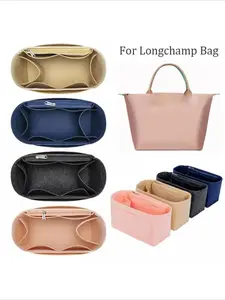 Felt Insert Liner Purse Organiser Pouch Handbag Tote Internal Organizer Bag with Pockets, Dual Separate Pouch, Travel Home Organizer, Dustproof Felt Liner for Longchamp Bag, Travel Organization Pouch, Travel Essentials Bag