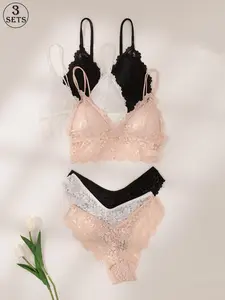 10pcs women lace Backless bra and panty set Underwear elegant sexy style breathable comfort