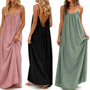 Women’s Backless Maxi Dress Spaghetti Strap Loose Flowy Summer Beach Vacation Dress Women’s Backless Maxi Dress Spaghetti Strap Loose Flowy Summer Beach Vacation Dress