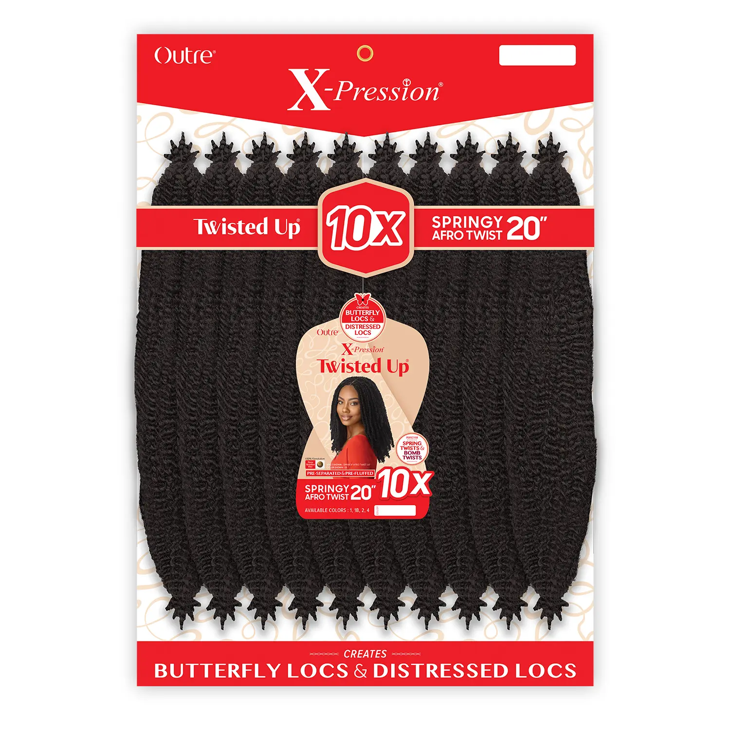 Xpression Pre-Separated Kanekalon Crochet Braids - 20" Length Afro Curly Braided Hair, Soft on Skin for Butterfly Locs & Distressed Look Locs, Kanekalon Hair, Springy Twist