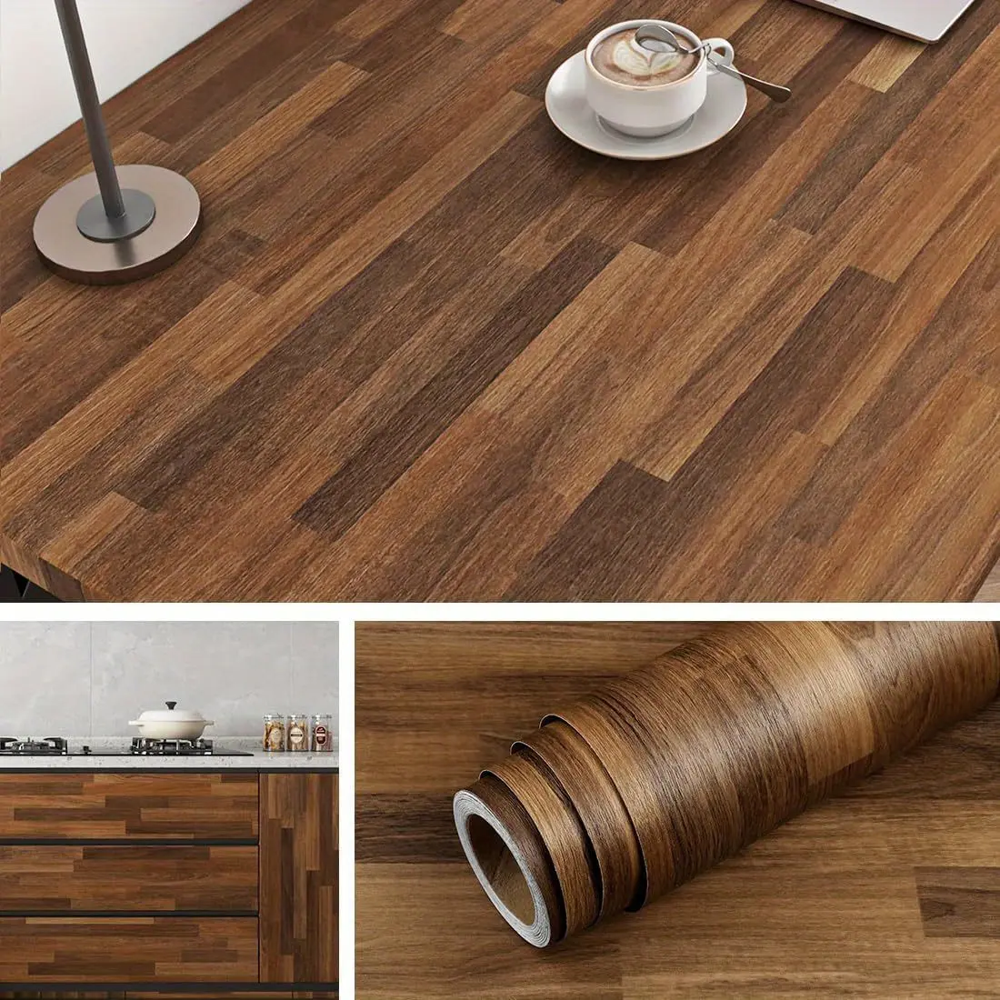 PVC Self Adhesive Wall Stickers Floor Stickers Wood Grain Rolls Type Suitable for Various Indoor Floor Wall Stickers Renewal Easy Installation Home