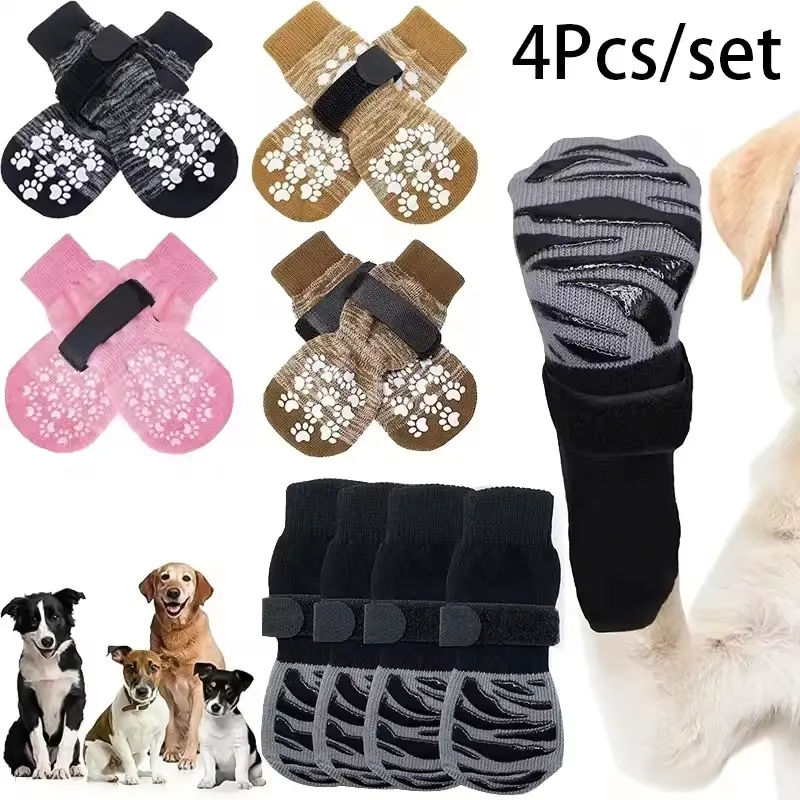Anti-Slip Pet Dog Cat Paws Socks, Outdoor Medium Large Dogs Golden Retriever Poodle Shoes, Indoor Quiet Pet Socks, Claw Protection, Puppy Shoes