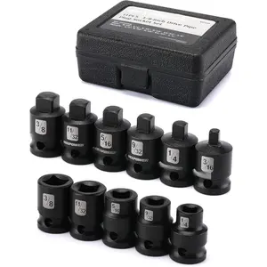 11 count 3/8-inch Drive Pipe Plug Socket Set, SAE, CR-MO, Tapered Male Square Drive, Chamfered Female Square Drive