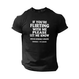 Men's Funny Slogan T-Shirt with "If You're Flirting with Me Please Let Me Know" Print - Bold Lettering Loose Fit Plus Size Casual Crew Neck Short Sleeve Shirt for Year-Round Wear - Humorous Statement Tee for Social Gatherings & Daily, PLUS SIZE