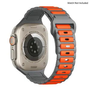 【Magnetic Snap & Reinforced Design】 Dual-Tone Silicone Band Compatible with Apple Watch Ultra 3/2/1 & Series 11-1/SE, Durable & Secure for Outdoor Activities ,size 42/44/45/46/49mm.  (Watch Not Included)