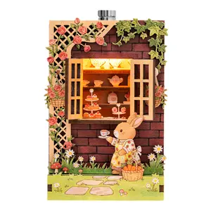 ETKVR RFM05 Garden Tea Snacks  Street Corner Mini House Fridge Magnet DIY Cute Handmade Puzzle Building Block Assembly Model Toy Self-Adhesive Magnetic