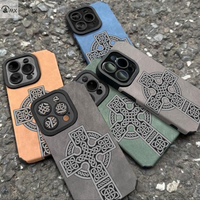 Phone Case - Celtic Cross Pattern Design Suitable for iPhone 17 16 15 14 13 12 11 PRO MAX PLUS, AIR and iPhone X XS MAX, Shockproof and Anti-drop Phone Case, Perfect Holiday Gift for Friends and Family