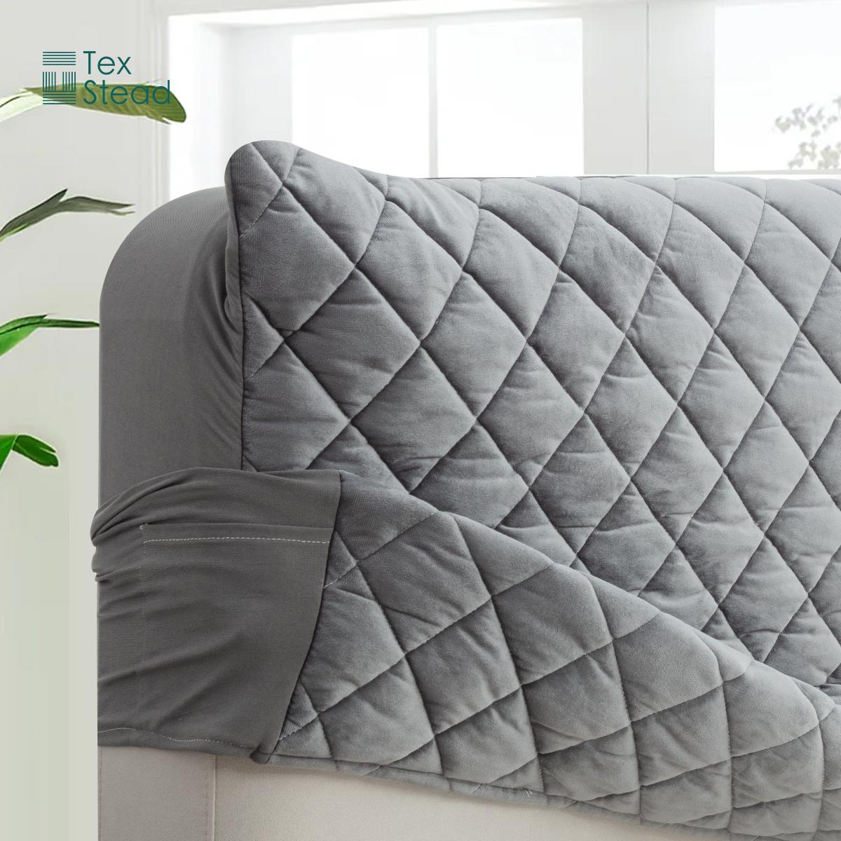 Luxury Velvet Headboard Cover for Queen/King Bed, Stretchable Dustproof Protector, Essential Bed Head Protector for Rental Apartment, Aesthetic Bedroom Decor Slipcover