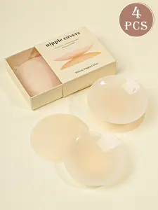 4 pieces of reusable ultra-thin nipple covers, invisible and seamless breast pads, convex-proof, without straps, suitable for dresses, formal gowns, wedding dresses, and swimsuits.