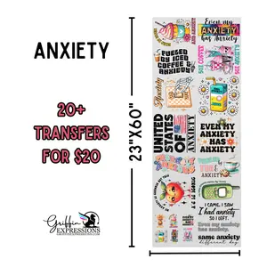 Anxiety | Dollar Deals DTF Transfer Gang Sheet For Graphic Tees