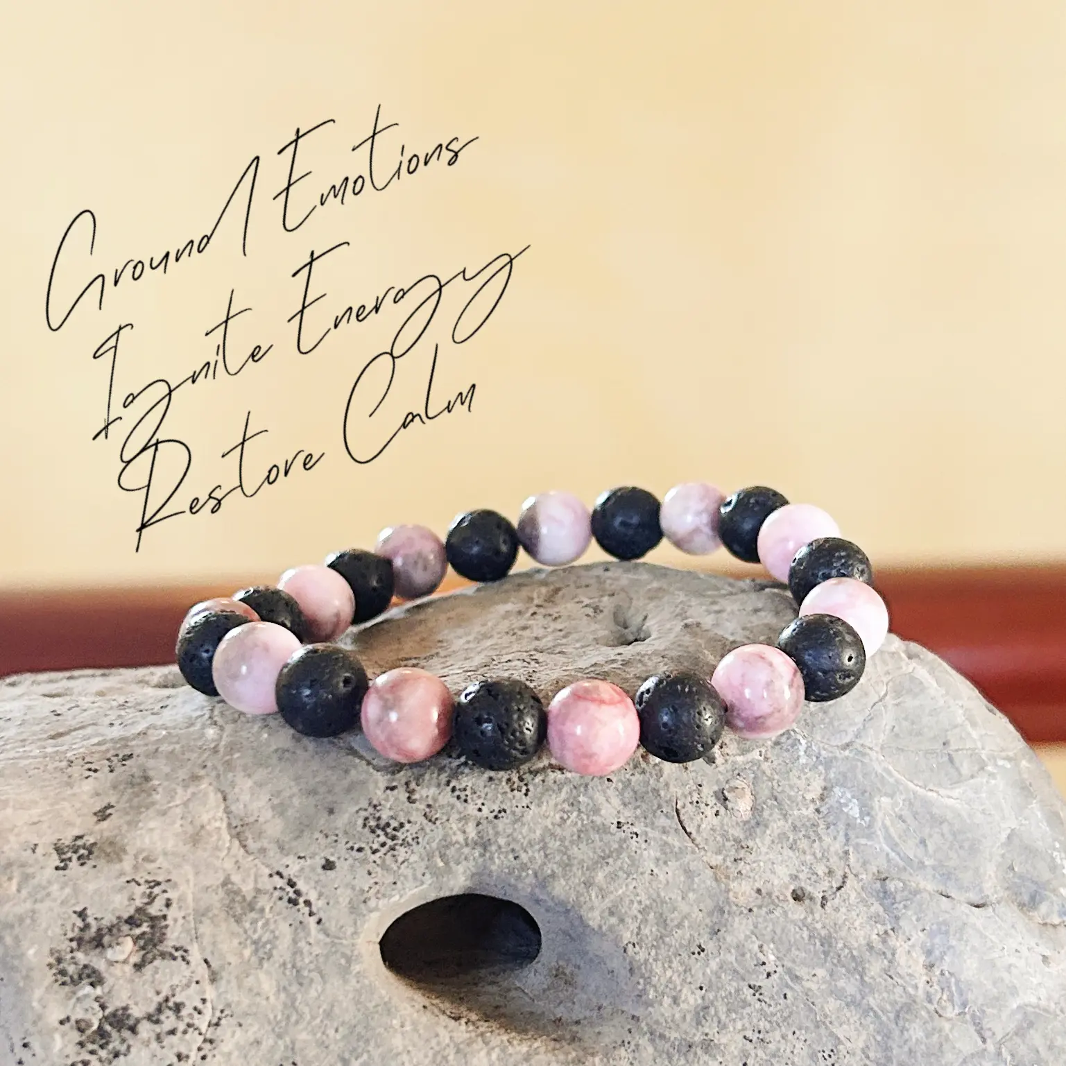 Emotional Healing & Grounding Bracelet: Soothe Your Heart Chakra with Gentle Pink Zebra Jasper & Shield Your Aura with Protective Lava Rock. The Perfect Fusion of Love & Strength.