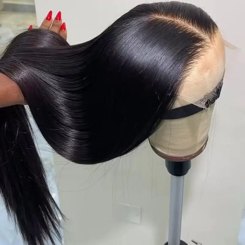 BLING HAIR Women's 13x4 & 13x6 HD Transparent Lace Area Wig - Full Lace Front Human Hair Wig, 180% Density Remy, 12in-36in Adjustable Straight, Pre-Plucked Natural Hairline, Lace Area Wigs