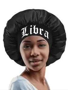 Constellation Print Sleep Bonnet, Adjustable Satin Bonnet, Gifts for Wife, Hair Care Wrap, Soft Touch Sleep Bonnet, Black Make Up Washing Face Daily Use Bonnet, Fashion Hats for Women & Girls, Women Gifts, Hair Care Cap, Haircare