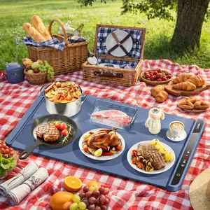 Electric Food Warming Mat 3 Settings 140-212°F 250W Low Energy Auto Shut-Off Child Lock Roll-Up Silicone Pad Compact for Parties & Catering