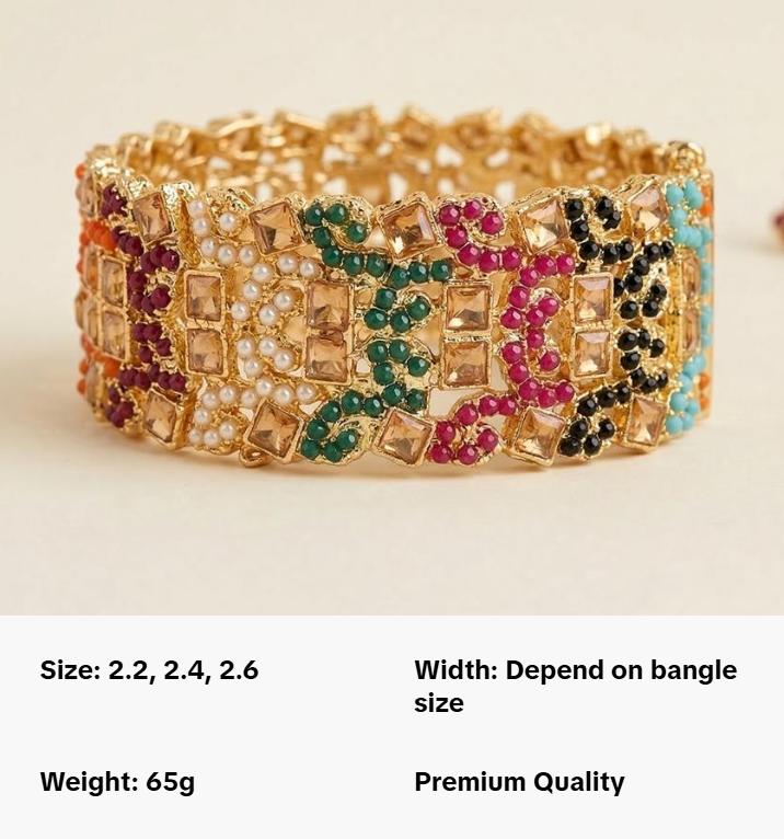 Premium Openable Statement SINGLE Bangle - 2.2, 2.4 and 2.6 - with Gold Plating and Colorful Gemstones for Festive Wear simple style jewelry