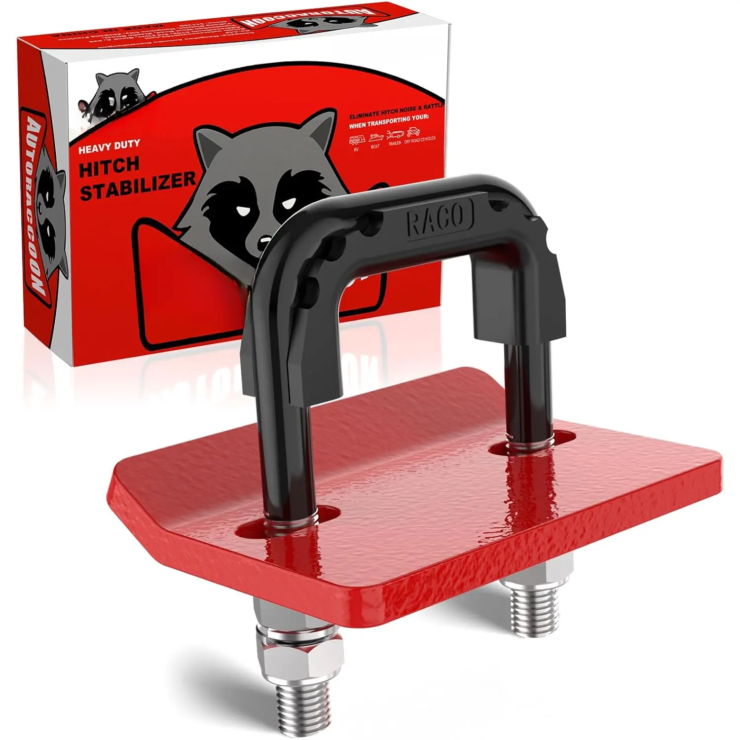 Hitch Tightener Anti-Rattle Clamp - Heavy Duty Hitch Stabilizer for 1.25" and 2" Trailer Hitches, Rubber Isolator and Anti-Rust Double Coating Protective