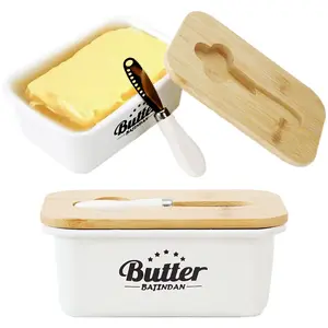 Butter Dish with Lid,Butter Dish for Countertop,Metal Butter Keeper with Stainless SteelMultipurpose Butter Knife,Large Butter Containerwith Silicone Home Decor Kitchen Gift