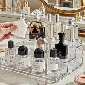 Multifunctional Cosmetic Storage Box, Divided Compartments, Suitable for Vanity Table, Bathroom, Bedroom Desk, Perfume Makeup Organizer Rack