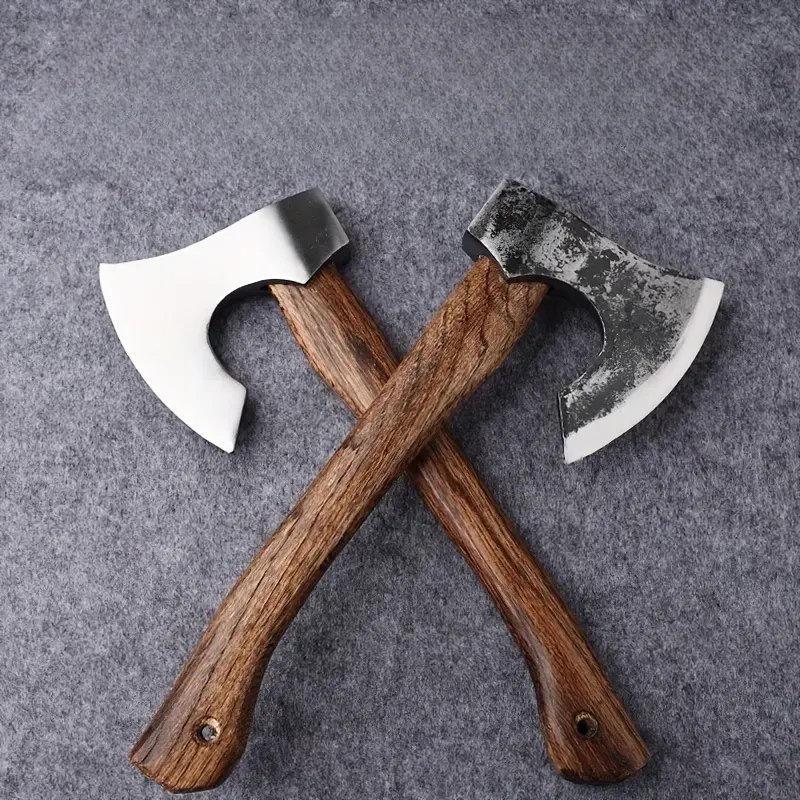 1pcs Hand Forged Viking Battle Axe Camping Chopping Tree Axe Outside Camping Forged Axe Firewood Logging Axe Durable High Manganese Steel Outdoor Axe Woodworker's Axe
