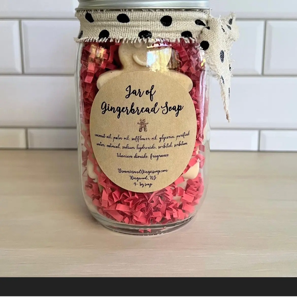 Gingerbread Soap Gift, Christmas gift, Jar of holiday soap