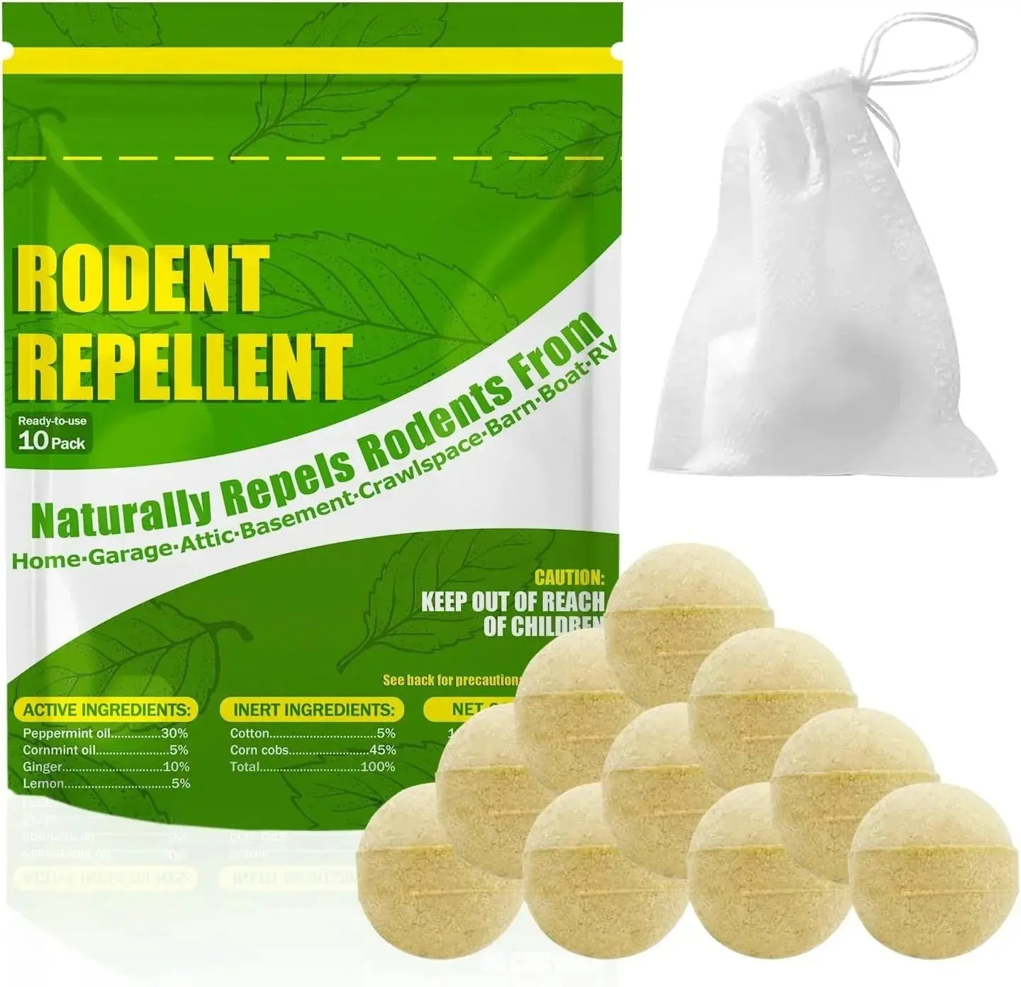 10 Pack Peppermint Oil Rodent Repellent – Non-Toxic, 100% Plant-Based Mouse Repellent, Long Lasting, Safe for Humans & Pets – 10 Pack Coverage Mice Repellent