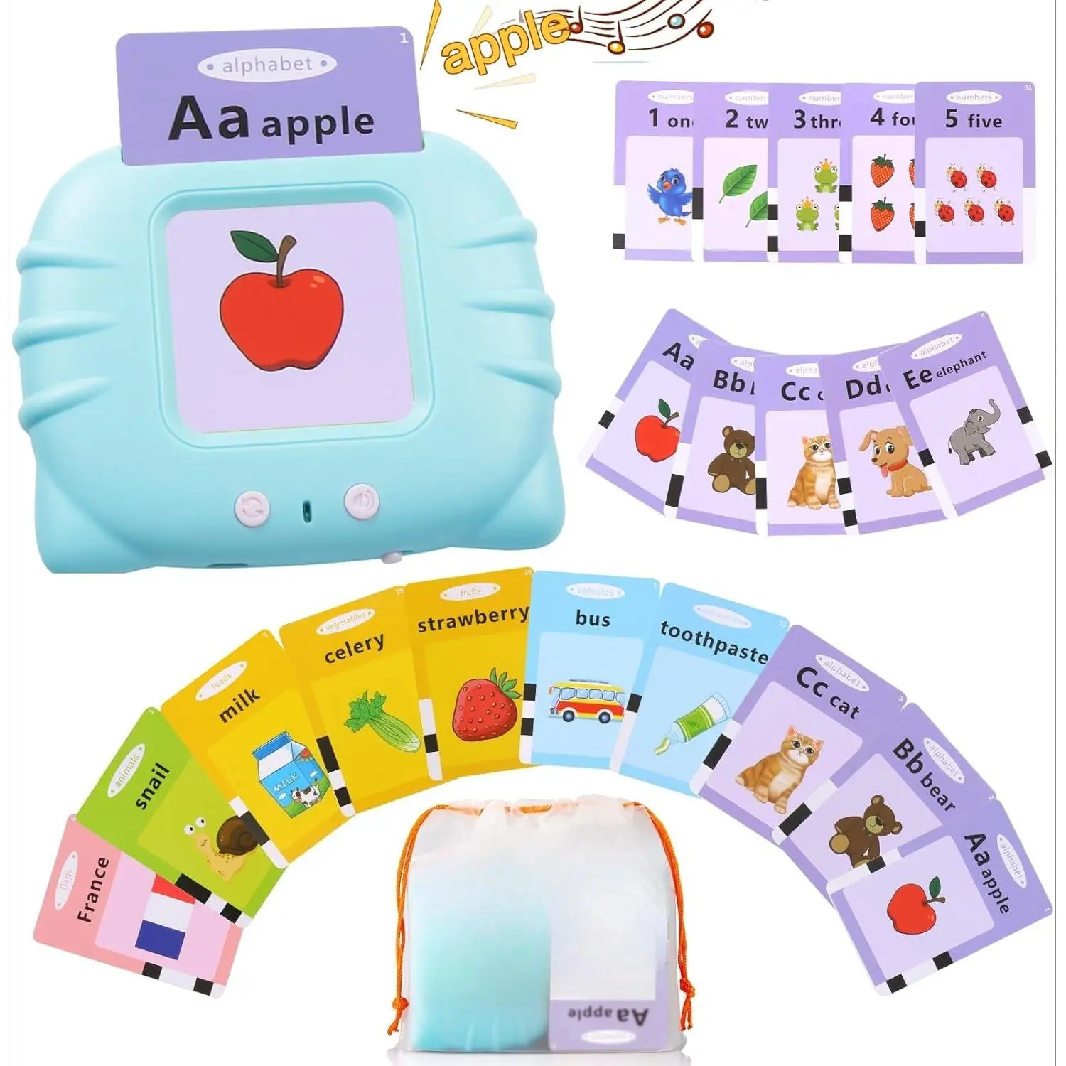 X-ITC54 ABC Talking Flash Cards for Toddlers 2-4, Autism Toys, Speech Therapy Toys, Educational ABC Learning Talking Sight Words Flash Cards Kindergarten for Boys and Girls, 248 Sight Words Blue