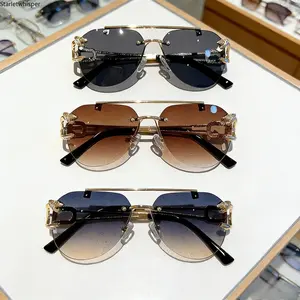 3-Pack Trendy Rimless Oversized Round Sunglasses for Men & Women, Double Bridge Gradient UV400 Protection Shades, Lightweight Fashion Eyewear for Summer, Beach & Daily Streetwear