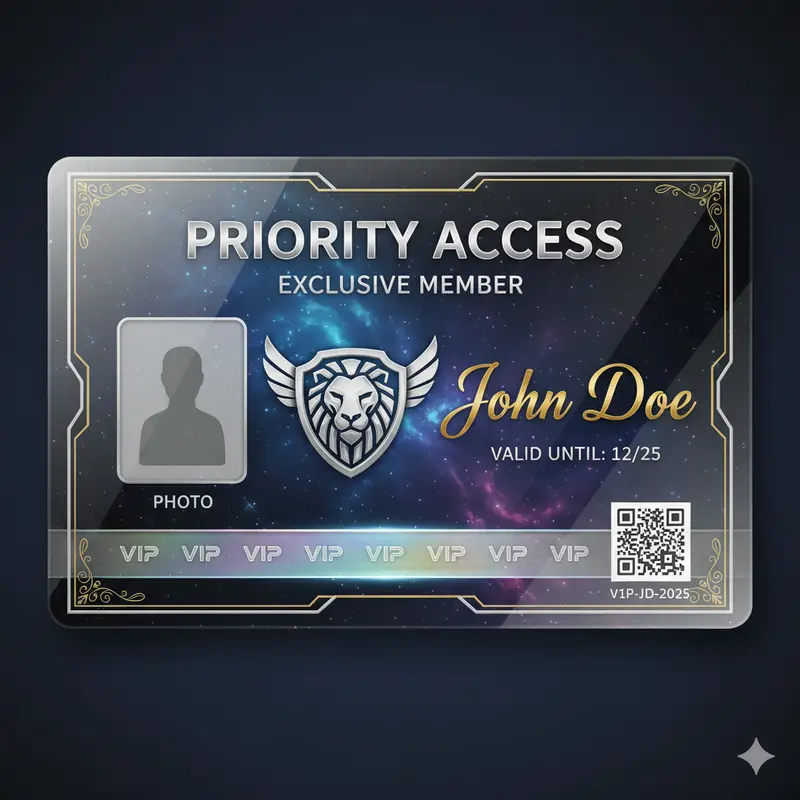 Priority Access Exclusive Member ID - Customizable Designs for Businesses Events and Themed Parties VIP-JD-2025