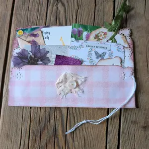 Garden Delights Ephemera Pocket with 2 Pockets for Cards Tags and Stickers Perfect for Junk Journal or Notebook